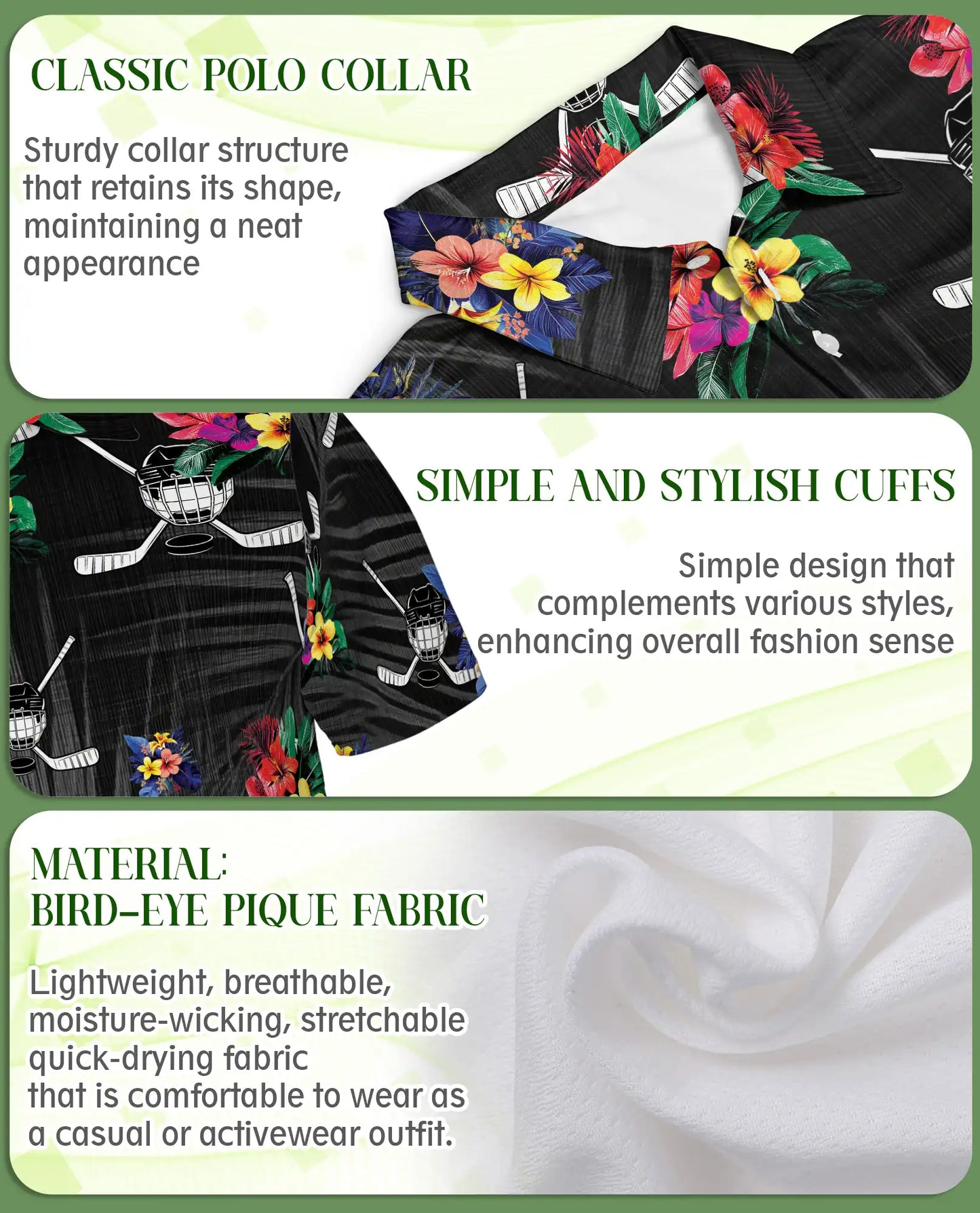 Hockey Polo Shirt – Tropical Floral Sports Print | Netecom