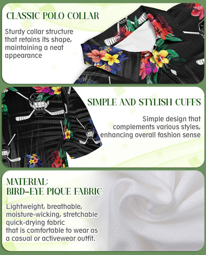 Hockey Polo Shirt – Tropical Floral Sports Print | Netecom