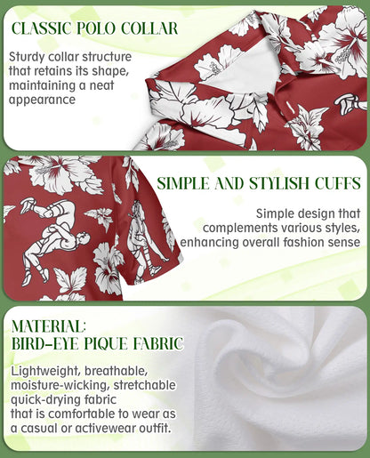 Red Hawaiian Wrestling Polo Shirt – Retro Style | Netecom