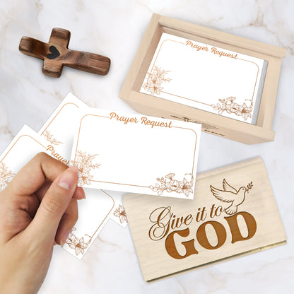 Netecom Personalized Wooden Prayer Box with 100 Prayer Request Cards & Custom Name Cross – Meaningful Religious Gift for Faith and Reflection