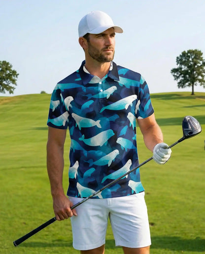 Beluga Whale Polo Shirt for Men – Ocean Wildlife Style | Netecom