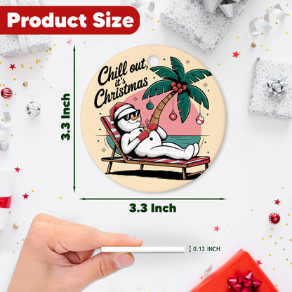 Netecom Funny Santa Snowman Christmas Ornament, Chill Out It's Christmas Ceramic Ornament for Xmas Tree Hanging Decorations Gift, Home Decor, Gifts for Friends & Family, Holiday Party Present