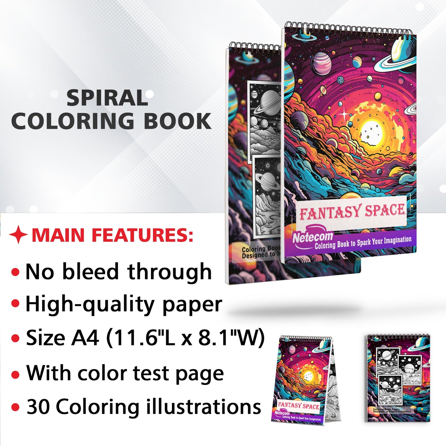 Fantasy Space Spiral Bound Coloring Book, Set Your Imagination Free with 30 Pages of Coloring Joy, Letting You Explore the Uncharted Depths of Fantasy Space