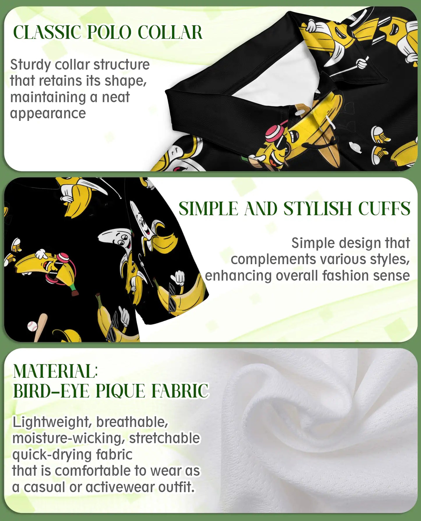 Funny Banana Cartoon 3D Polo Shirt for Men – Cool Fruit Humor Style | Netecom