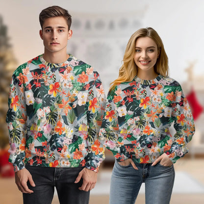 Flower Ephemera Sweatshirt, 3D All Over Print Vintage Floral Collage Crewneck Pullover for Men Women, Botanical Art Lover Gift - Netecom