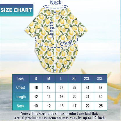 Netecom Matching Lemon Aloha Hawaiian Shirt for Dog and Owner, Bright Fruit Theme Summer Button Down Shirt, Cute Pet and Human Matching Outfit, Relaxed Beach Vacation Casual Wear