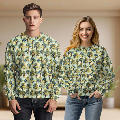 Tropical Sweatshirt, 3D All Over Print Palm Tree Beach Crewneck Pullover for Men Women, Tropical Lover Gift - Netecom