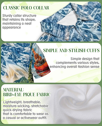 Fishing Adventure Polo Shirt – Mountain Lake Print | Netecom
