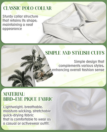 Tropical Landscape 3D Polo Shirt for Men – Vintage Beach Palm Style | Netecom