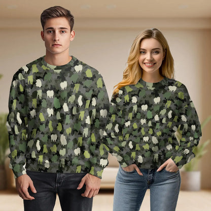 Dog Camouflage Pattern Sweatshirt, 3D All Over Print Military Camo Dog Crewneck Pullover for Men Women, Dog Lover Gift - Netecom