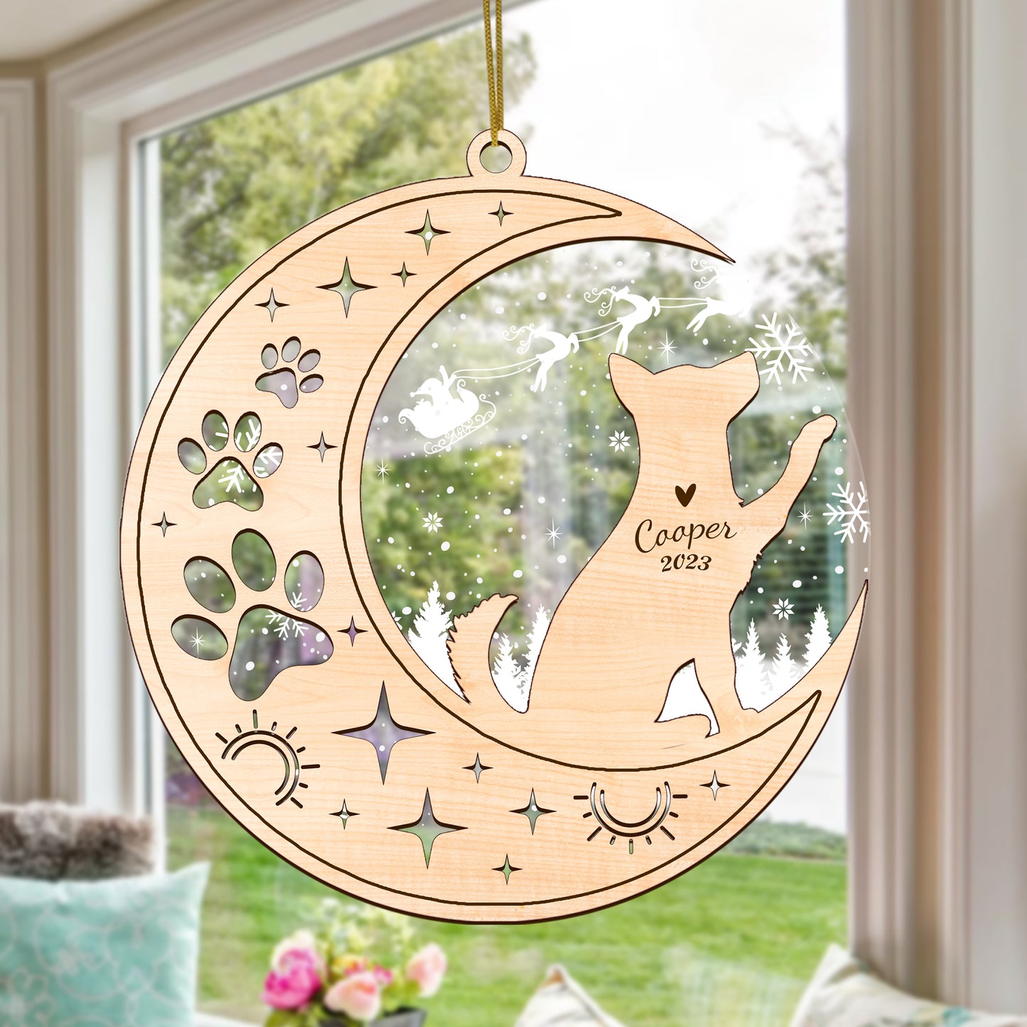 Netecom Husky Dog Memorial Suncatcher, Personalized Husky Christmas Ornament with Date Name, Bereavement Gifts for Loss of Pet, Dog Death Sympathy Gifts Pet Loss Sun Catchers, Dog Grief Gift