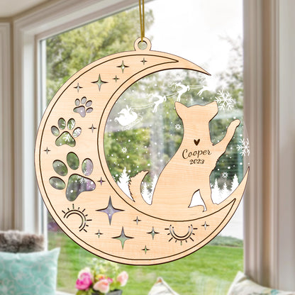 Netecom Husky Dog Memorial Suncatcher, Personalized Husky Christmas Ornament with Date Name, Bereavement Gifts for Loss of Pet, Dog Death Sympathy Gifts Pet Loss Sun Catchers, Dog Grief Gift