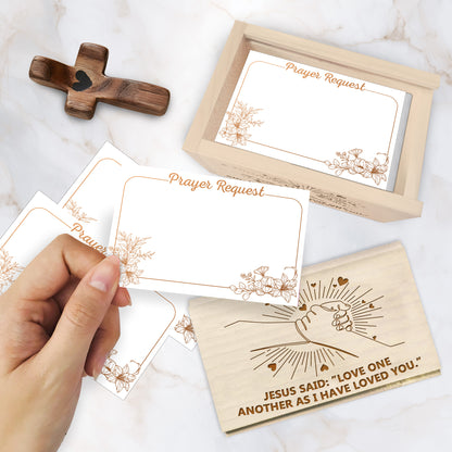 Netecom Valentine’s Day Couple Prayer Box with 100 Prayer Request Cards & Wooden Cross – Personalized Christian Gift, Wooden Box with Custom Names and Date