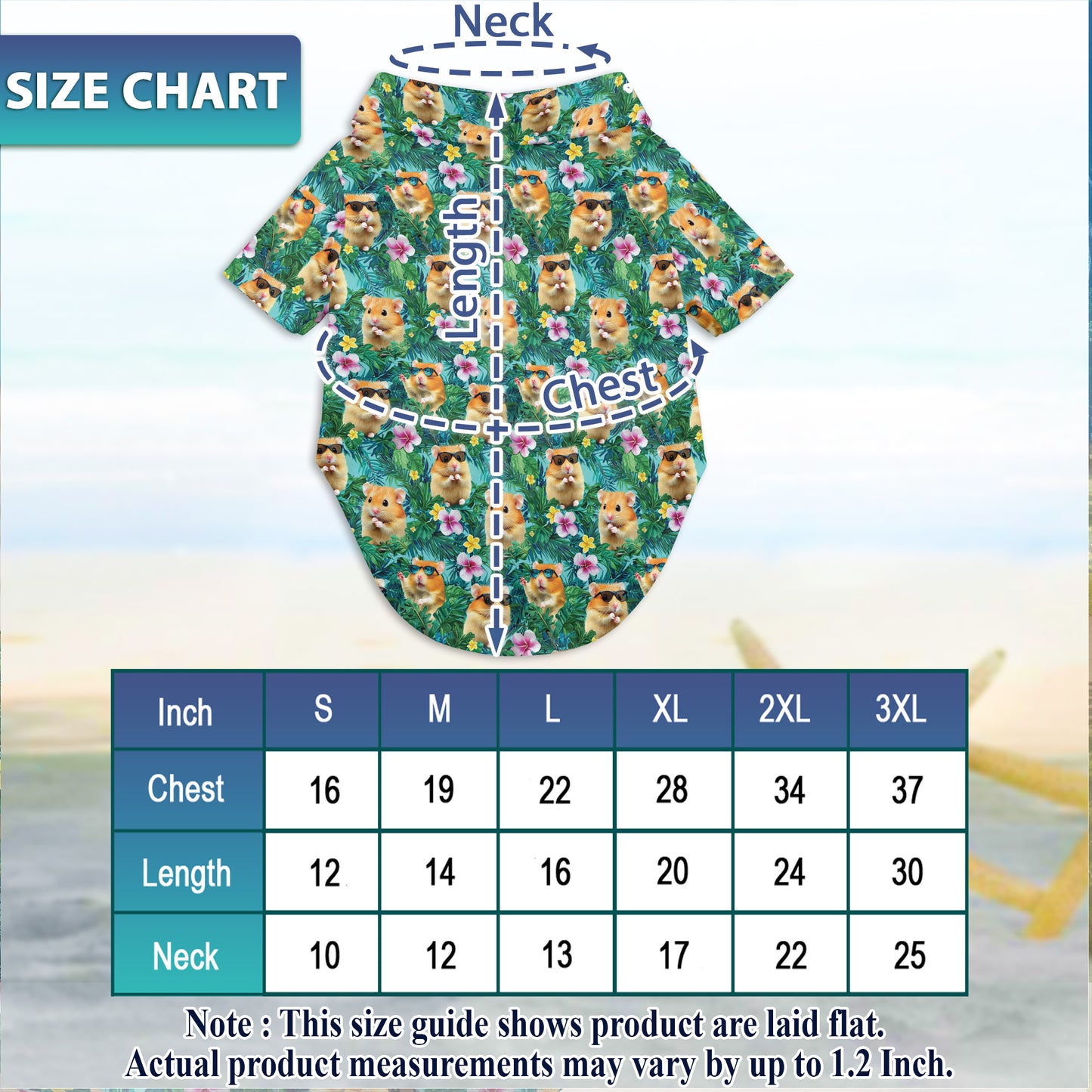 Netecom Matching Hamster Tropical Hawaiian Shirt for Dog and Owner, Cute Animal Aloha Summer Shirt, Button Down Vacation Outfit for Pet and Human, Beach Casual Wear