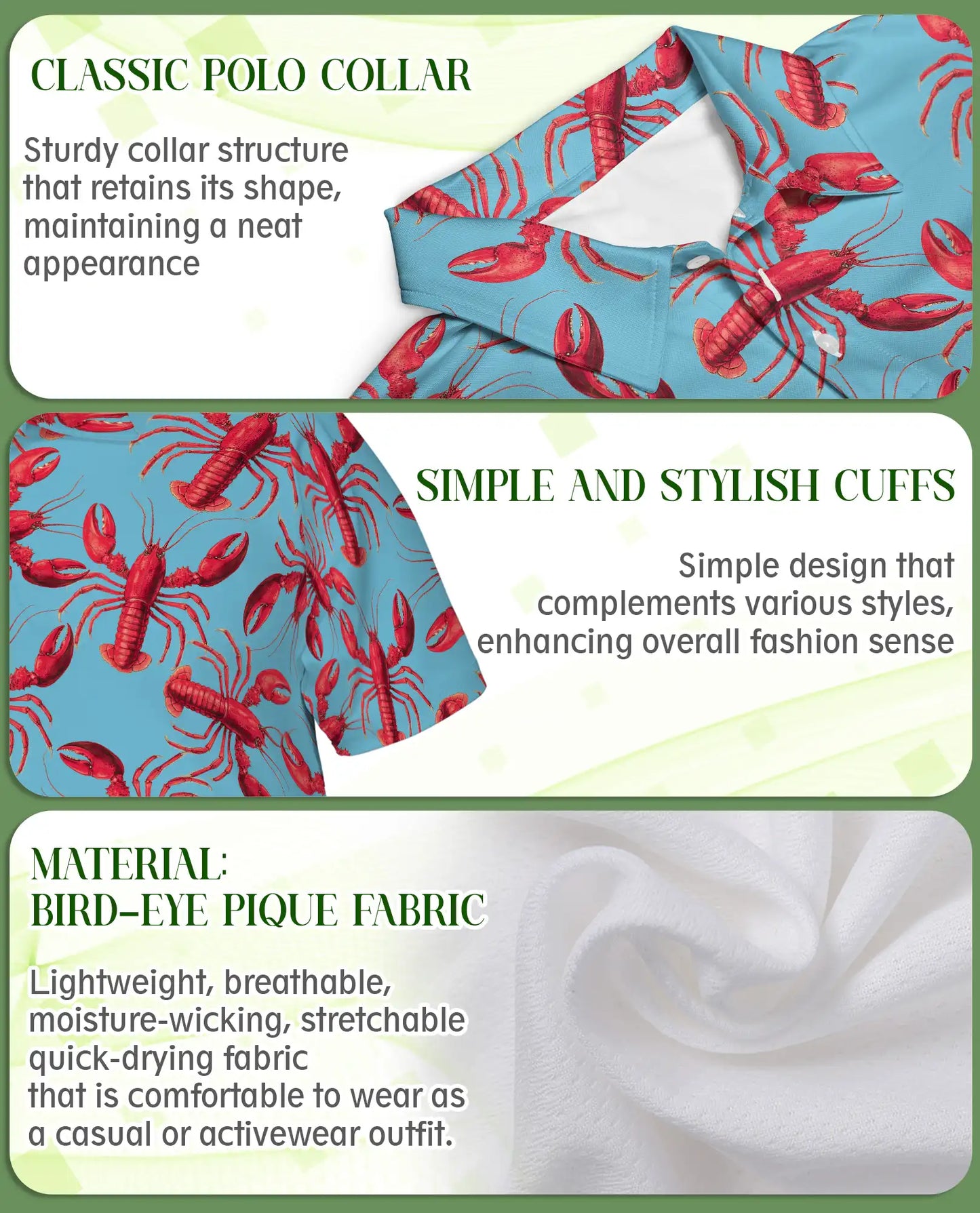 Lobster 3D Polo Shirt for Men – Seafood Ocean Summer Style | Netecom