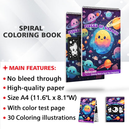 Pieces Of Galaxy Spiral Bound Coloring Book, Explore 30 Captivating Galaxy Coloring Pages in this Cosmic Adventure