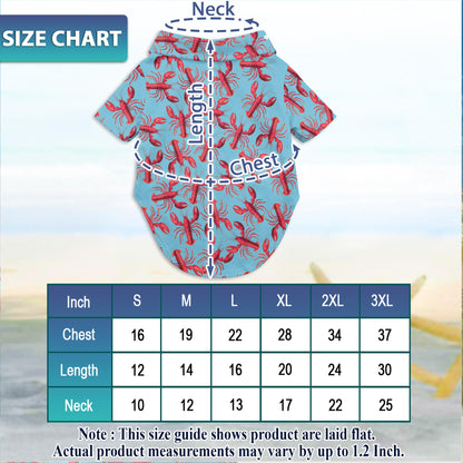 Netecom Matching Red Lobster Hawaiian Shirt for Dog and Owner, Aloha Summer Shirt, Lobster Print Button Down Outfit for Pet and Human, Beach Vacation Casual Wear