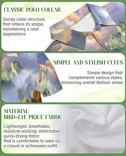 Mystical Bison Polo Shirt for Men – Majestic Wildlife Landscape | Netecom