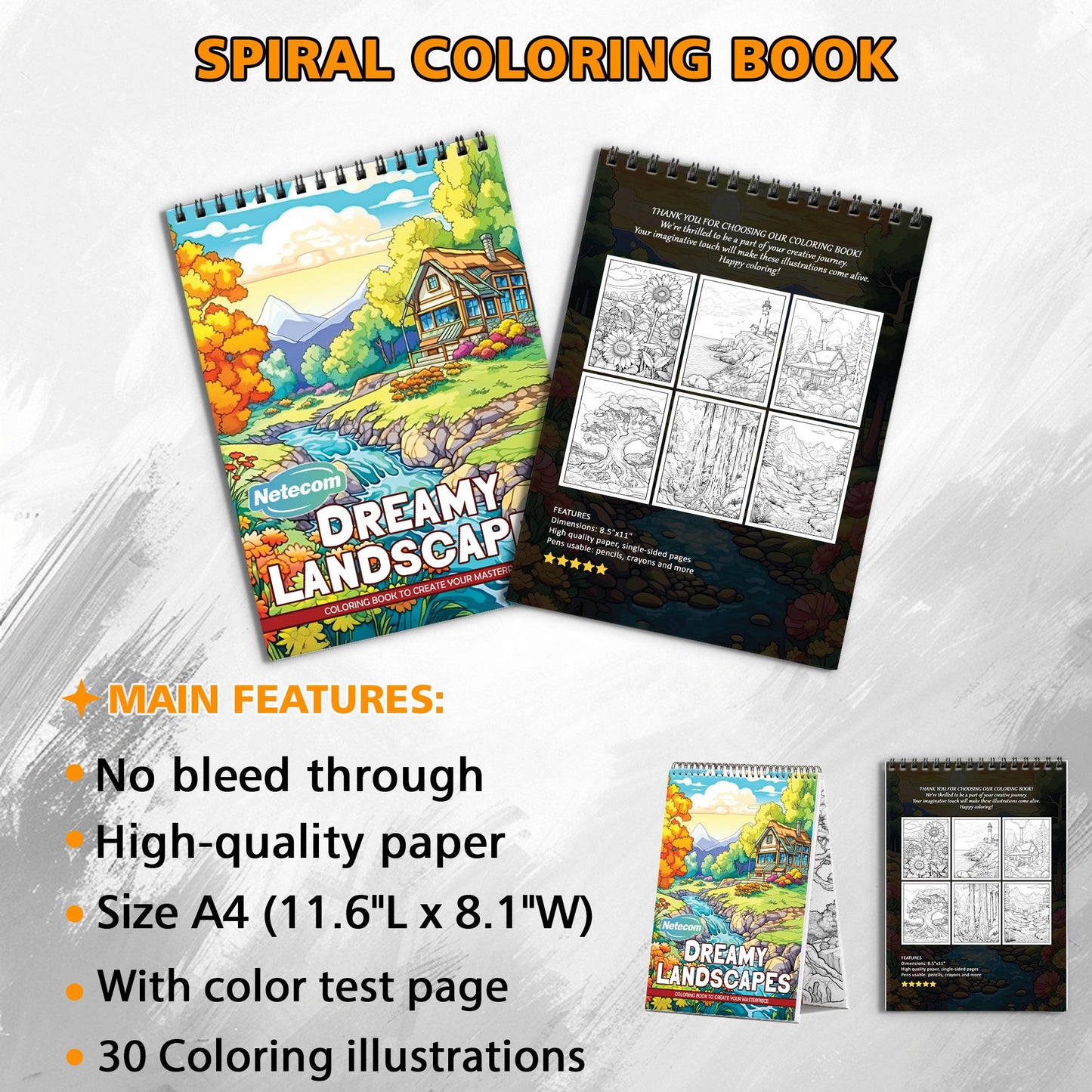 Dreamy Landscapes Spiral Bound Coloring Book, Dreamlike Landscapes for a Tranquil and Artistic Journey, Perfect for Those Seeking Serenity and Inspiration