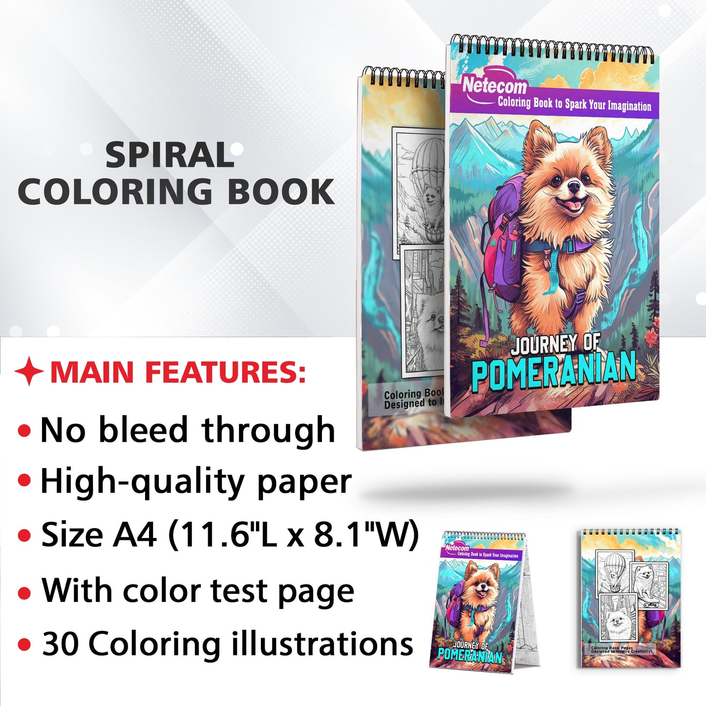 Journey of Pomeranian Spiral Bound Coloring Book, Unleash Your Artistic Talents in the Joyful Journey of Pomeranians with 30 Charming Pomeranian Coloring Pages for Coloring Enthusiasts to Embrace the Playful Spirit of Pomeranian Companions