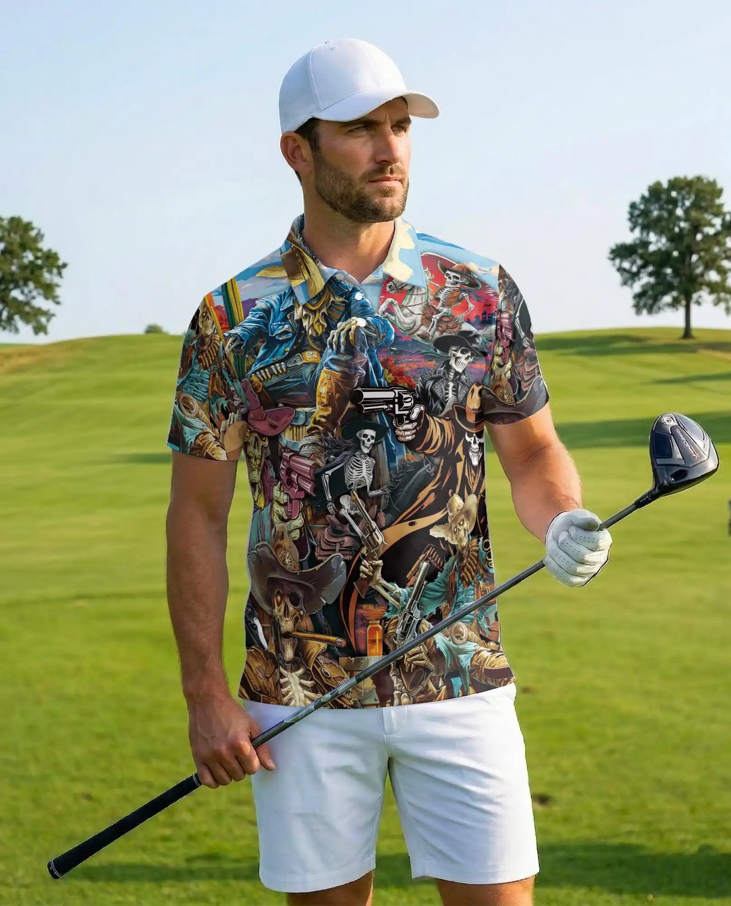Skeleton Cowboy & Wild West Polo Shirt for Men – Netecom