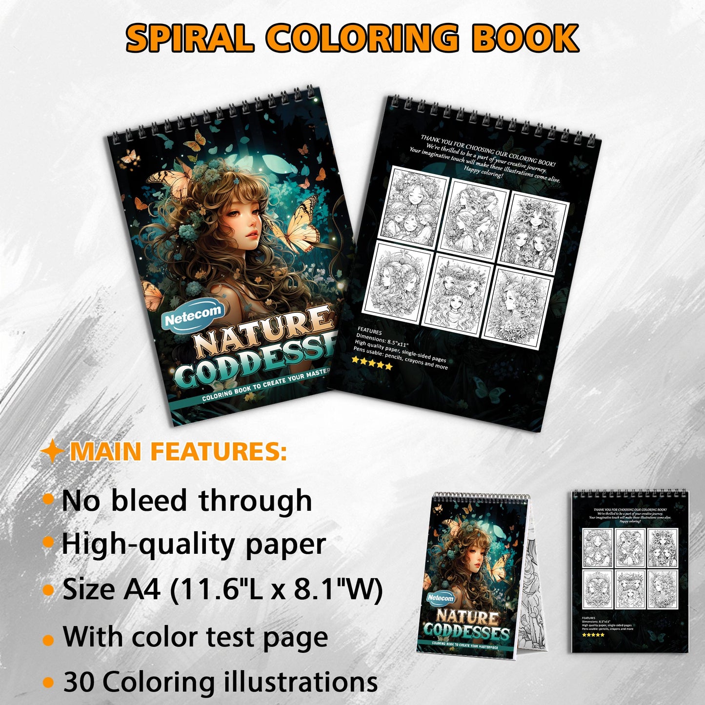 Nature Goddesses Spiral Bound Coloring Book, Mystical Nature Goddesses for an Enchanting Art Experience, Great for Fans of Mythology and Feminine Power