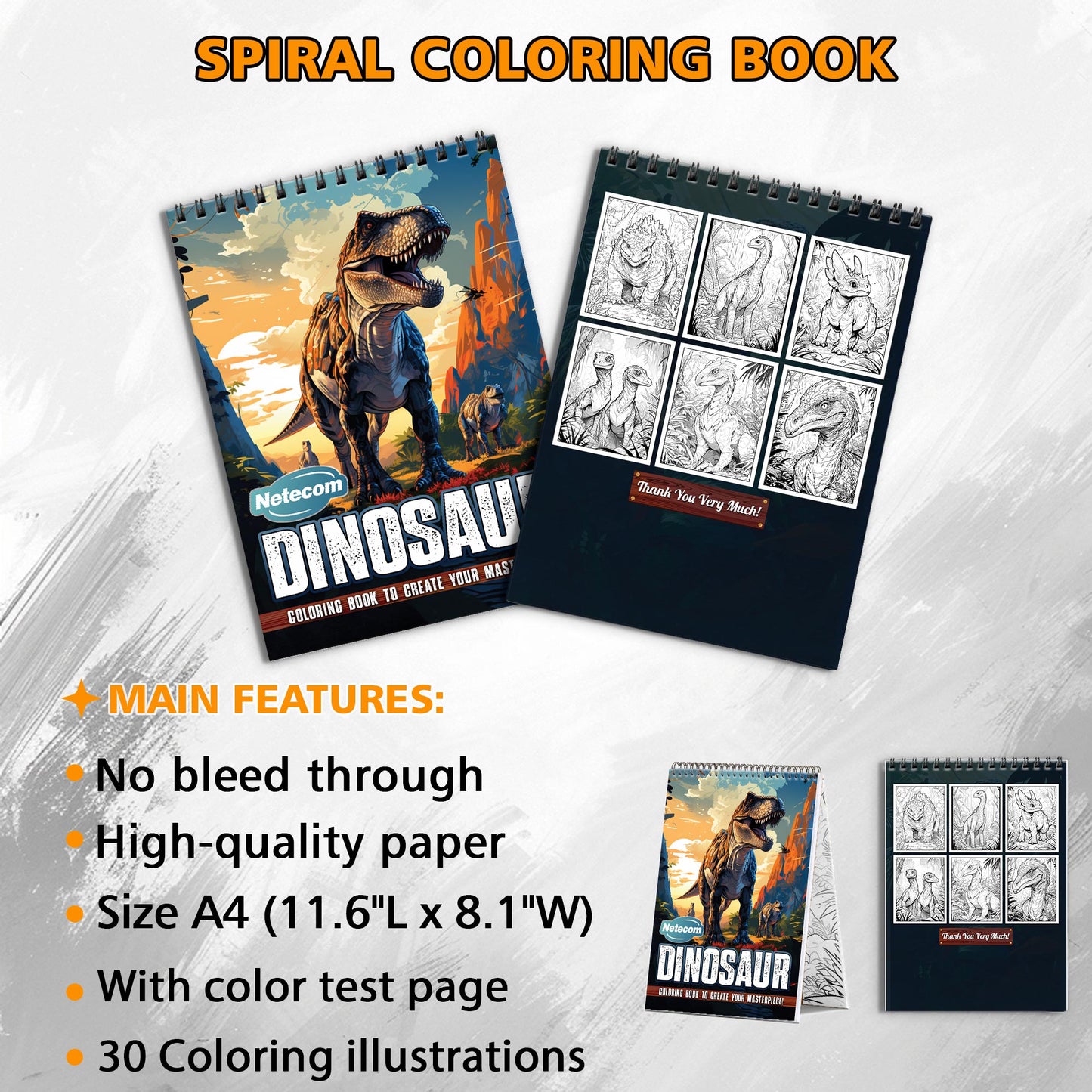 Dinosaur Spiral Bound Coloring Book, Prehistoric Dinosaurs for a Jurassic Art Adventure, Great for Dino Lovers and Aspiring Paleontologists