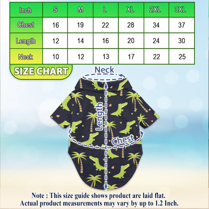 Cute Alligator Tropical Pattern Hawaii Dog and Owner Matching Button Shirts