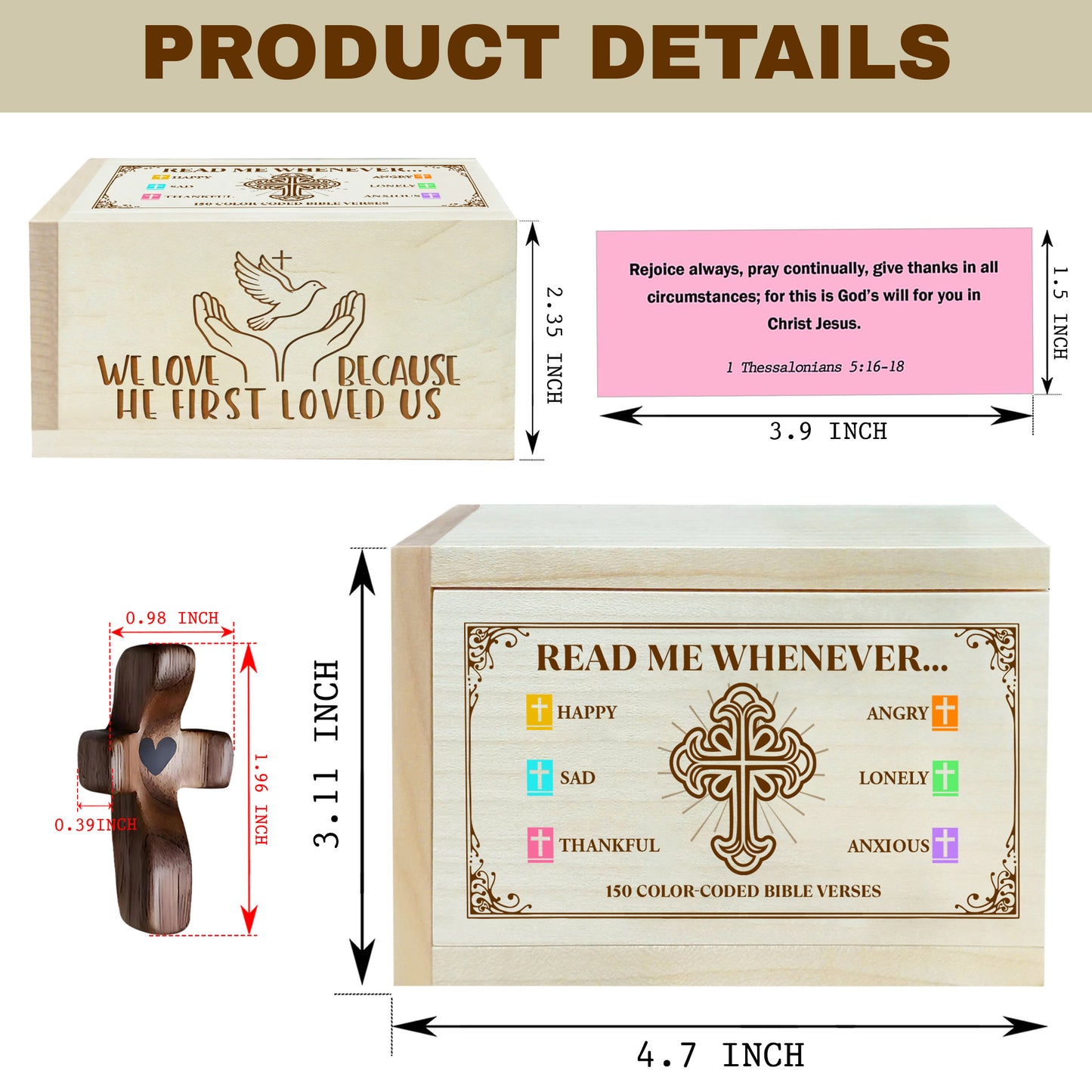 Netecom Personalized Bible Verse Box for Couples, 150 Color-Coded Bible Verse Cards with Custom Name Prayer Cross – Christian Valentine’s Day Gift for Women & Men