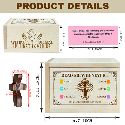 Netecom Personalized Bible Verse Box for Couples, 150 Color-Coded Bible Verse Cards with Custom Name Prayer Cross – Christian Valentine’s Day Gift for Women & Men