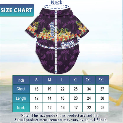 Netecom Matching Tequila Aloha Hawaiian Shirt for Dog and Owner, Aloha Summer Shirt, Tropical Tequila Drink Print Outfit for Pet and Human, Beach Vacation Casual Wear