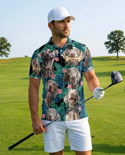 Weimaraner Tropical Pattern Polo Shirt for Men – Dog Lover Style | Netecom