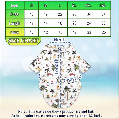 Cute Golden Retriever Beach Print Hawaii Dog and Owner Matching Button Shirts