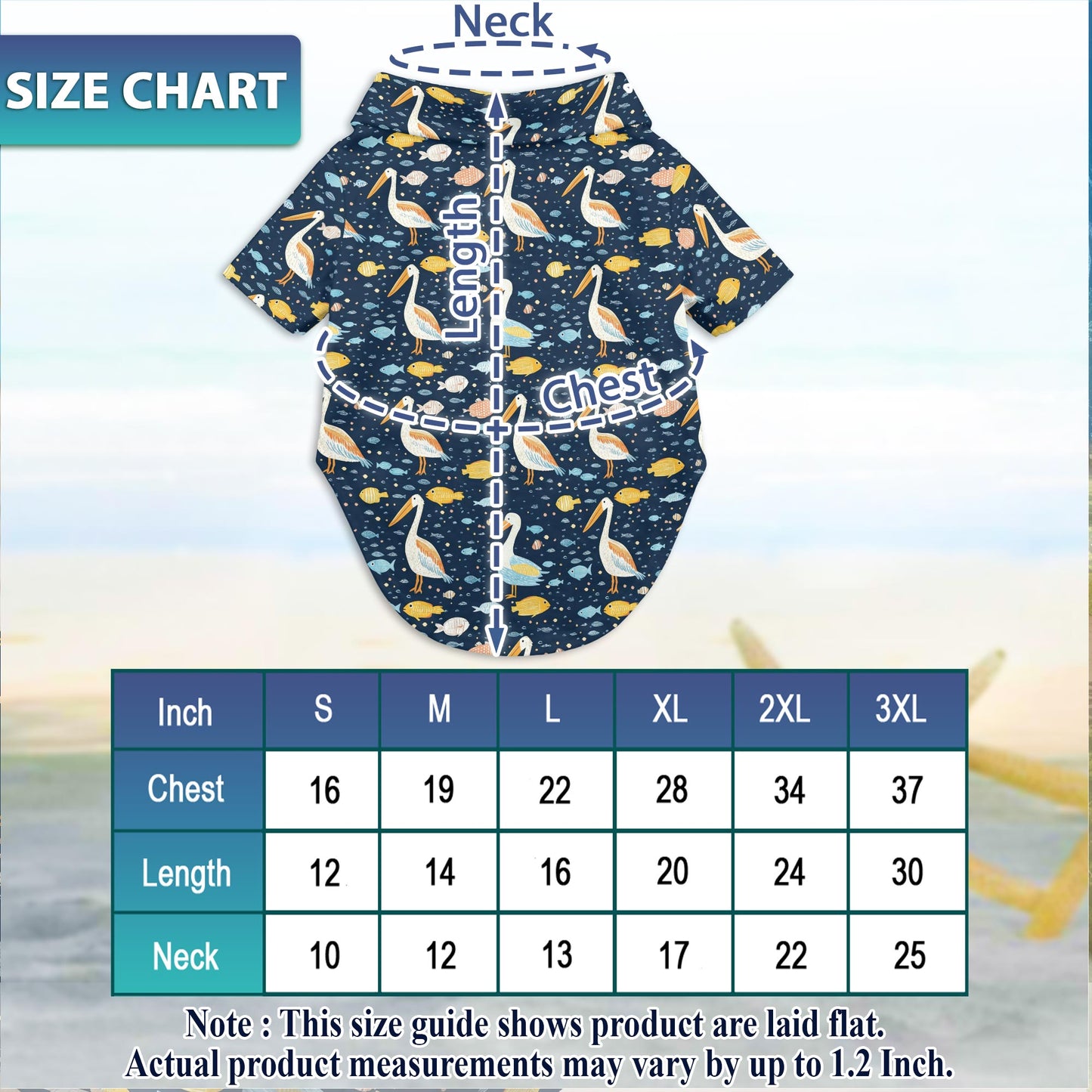 Netecom Matching Pelican Hawaiian Shirt for Dog and Owner, Aloha Summer Shirt, Pelican Print All Over Outfit for Pet and Human, Beach Vacation Casual Wear