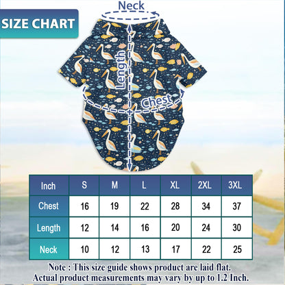 Netecom Matching Pelican Hawaiian Shirt for Dog and Owner, Aloha Summer Shirt, Pelican Print All Over Outfit for Pet and Human, Beach Vacation Casual Wear