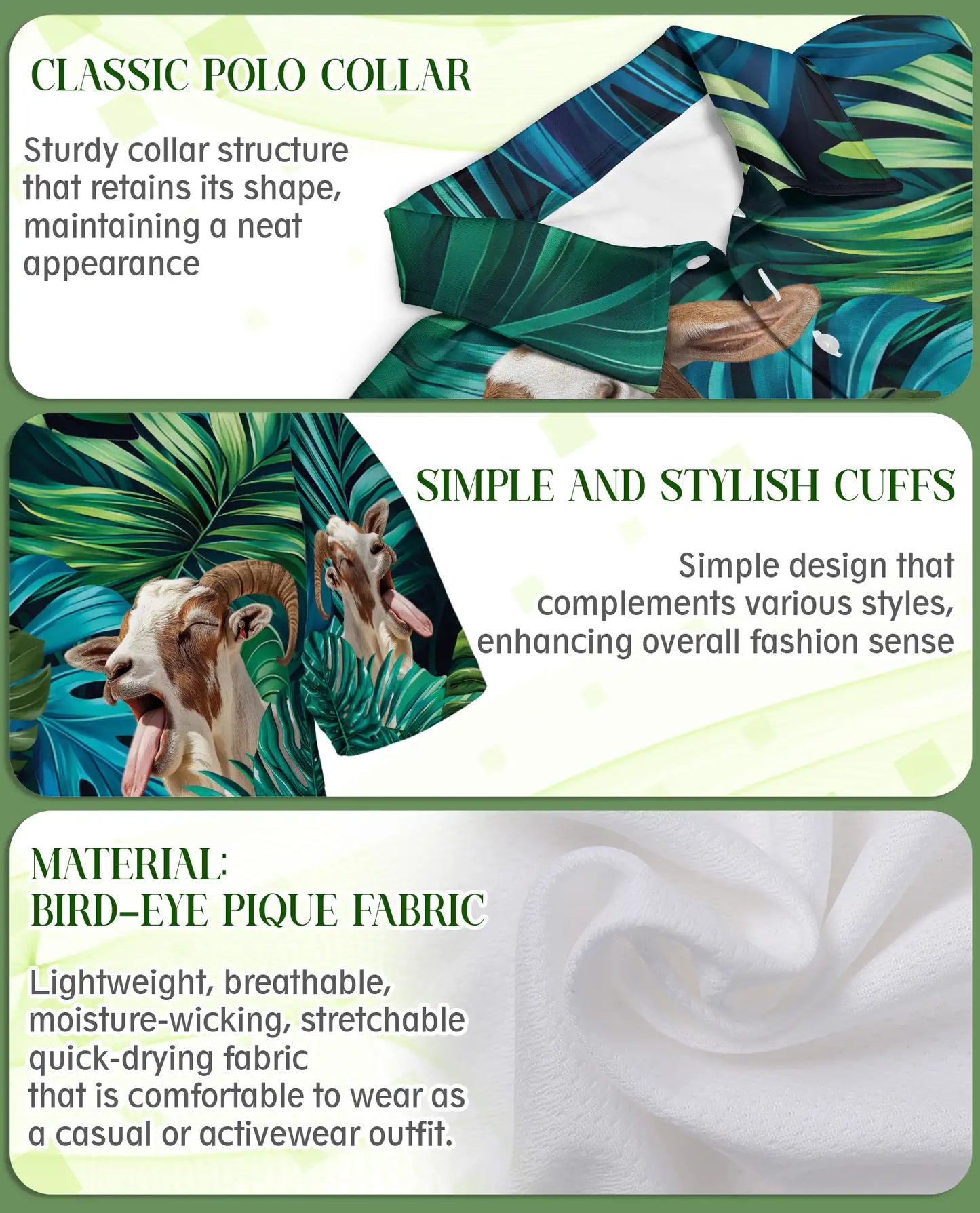 Funny Goat Polo Shirt – Tropical Animal Print | Netecom