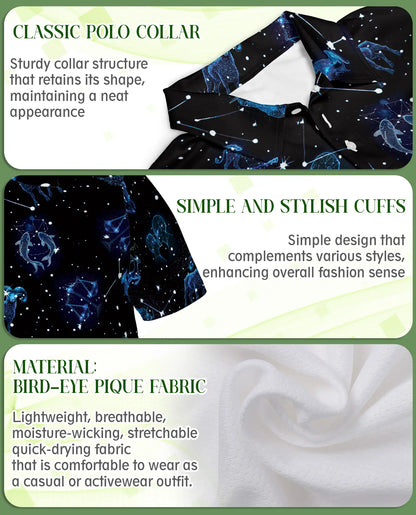 Zodiac Polo Shirt – Astrology Constellation Print | Netecom