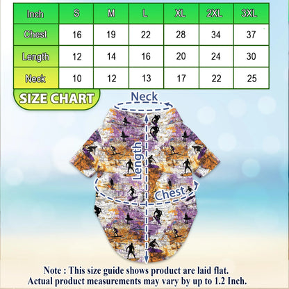 Surfing Summer Print Hawaii Dog and Owner Matching Button Shirts