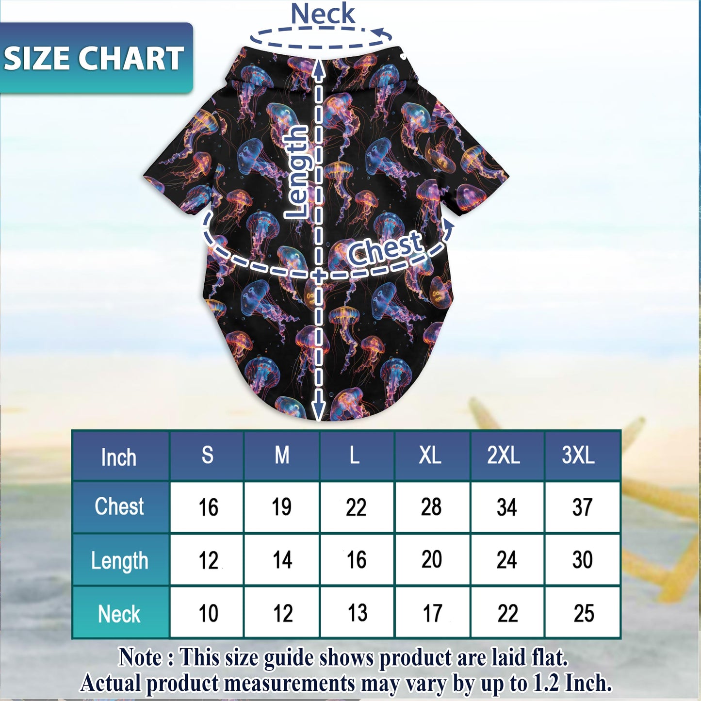 Netecom Matching Neon Jellyfish Aloha Hawaiian Shirt for Dog and Owner, Ocean Glow Theme Summer Shirt, Coordinated Beach Vacation Casual Wear for Pet and Human