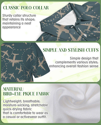 Airplane Print Polo Shirt | Netecom