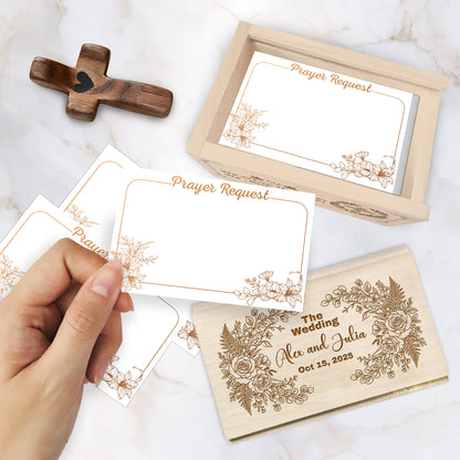 Netecom Personalized Couple Prayer Box With Custom Name & Date Wedding Prayer Box, 100 Prayer Request Cards, Christian Faith Keepsake, Spiritual Encouragement Gift