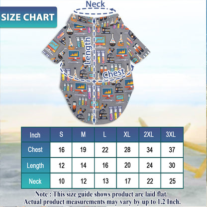 Netecom Matching Science Aloha Hawaiian Shirt for Dog and Owner, Unique Science Pattern Summer Shirt, Button Down Outfit for Pet and Human, Beach Vacation Outfit