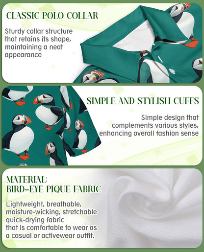 Cute Puffin Bird 3D Polo Shirt for Men – Coastal Seabird Tropical Style | Netecom