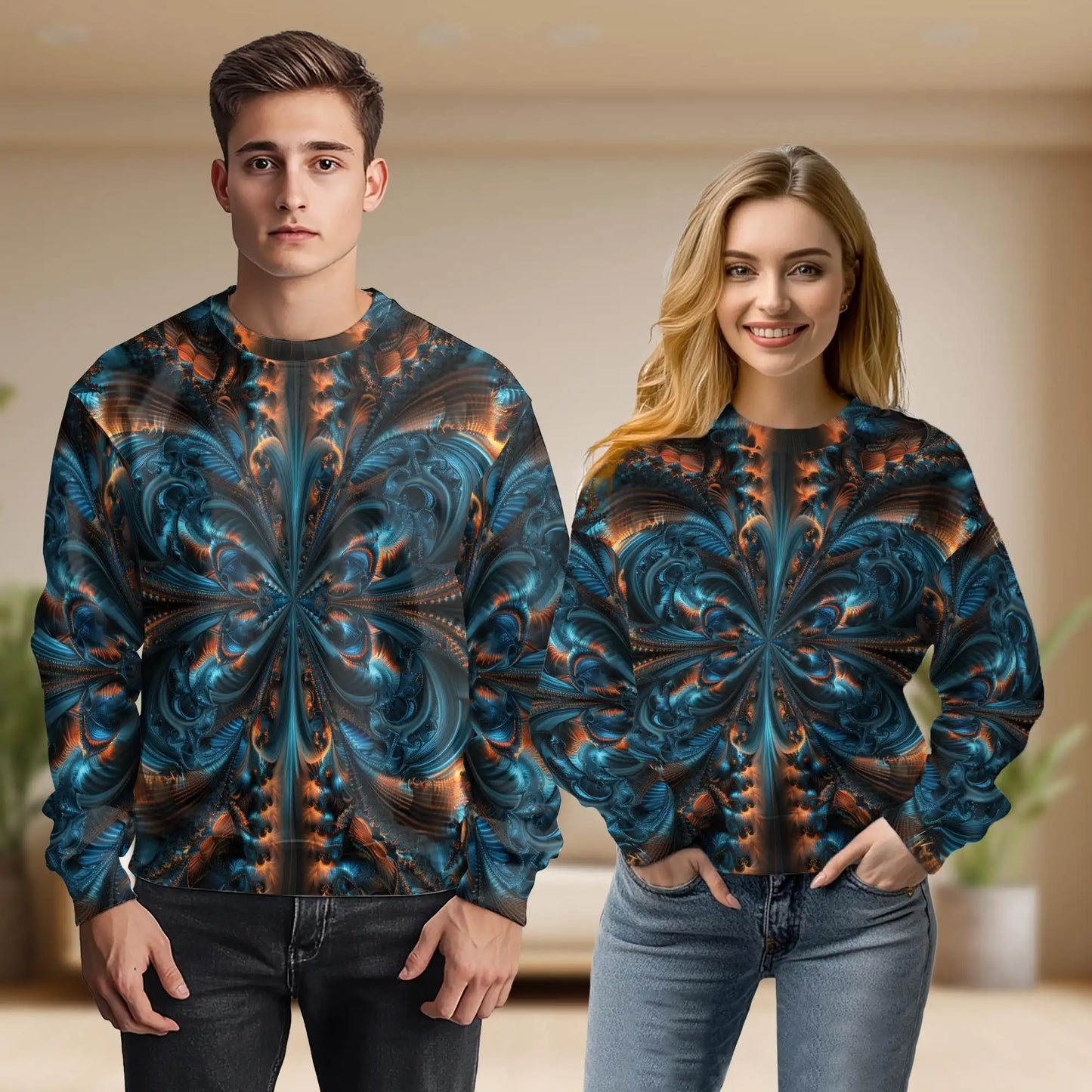 Psychedelic Butterfly Sweatshirt, 3D All Over Print Colorful Butterfly Crewneck Pullover for Men Women, Boho Art Lover Gift - Netecom
