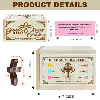 Netecom Personalized Bible Verse Box for Couples – Love-Themed Wooden Scripture Box with 150 Color-Coded Bible Verses & Custom Name Prayer Cross, Christian Gift for Women, Man