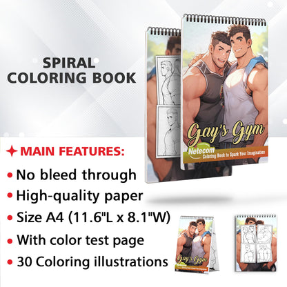 Gay's Gym Spiral Bound Coloring Book, Explore the Vibrant World of LGBTQ+ Individuals at the Gym with 30 Exquisitely Illustrated Coloring Pages.