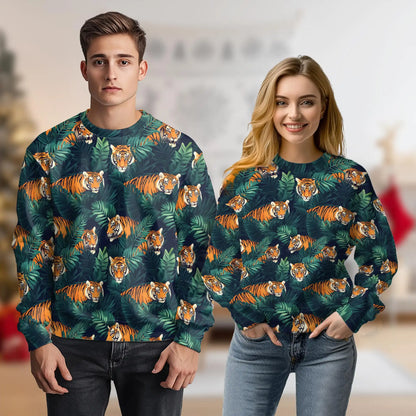Amazing Tiger Sweatshirt, 3D All Over Print Wild Animal Crewneck Pullover for Men Women, Tiger Lover Gift - Netecom