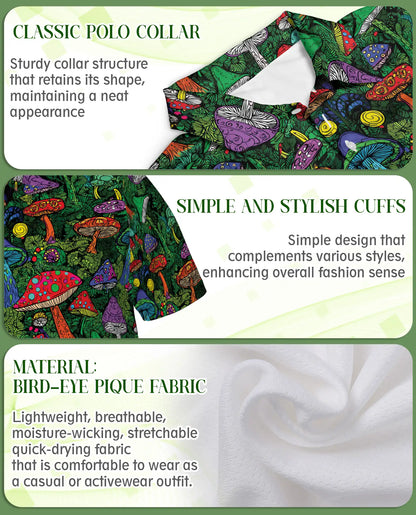 Psychedelic Mushroom 3D Polo Shirt for Men | Netecom