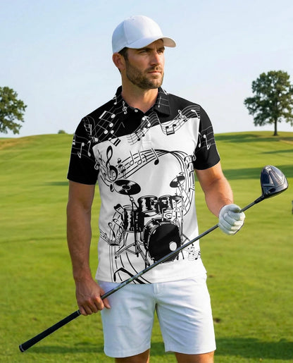 Drums Music Polo Shirt for Men – Rock Band Style Design | Netecom
