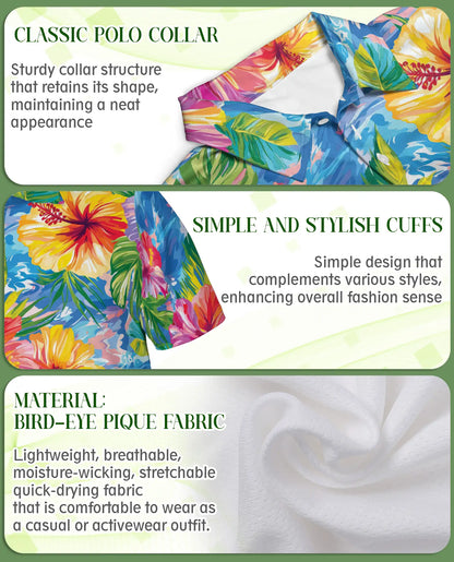 Tropical Hibiscus Floral Polo Shirt | Netecom